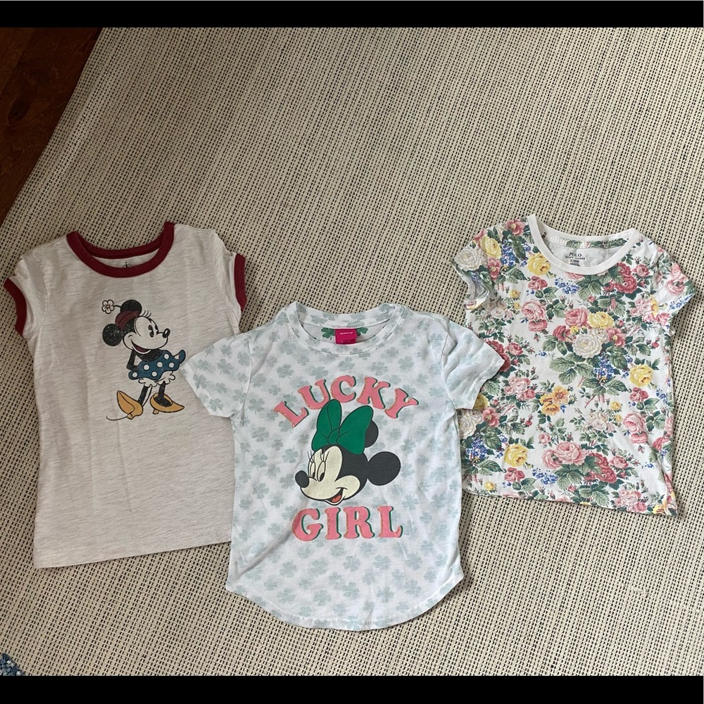 Bundle 🍀 🌸 3 tees and pair of shorts. Sizes 4-5-6